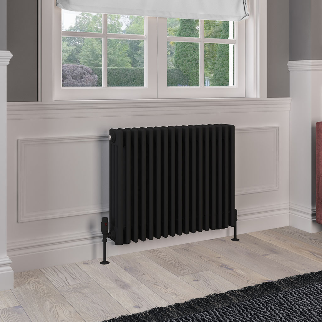 Rivassa 4 Column Radiator 600 x 785mm Matt Black