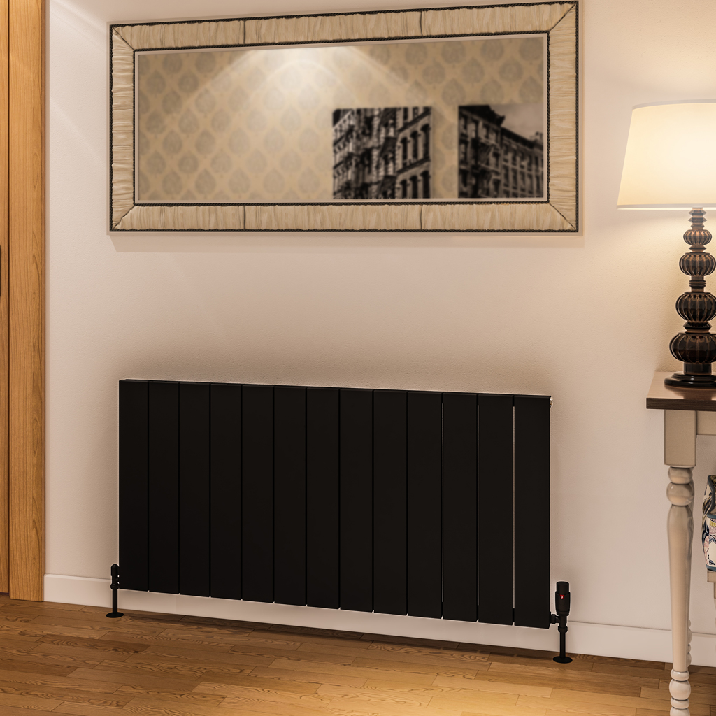 Rosano 600 x 1230 Aluminium Radiator Matt Black