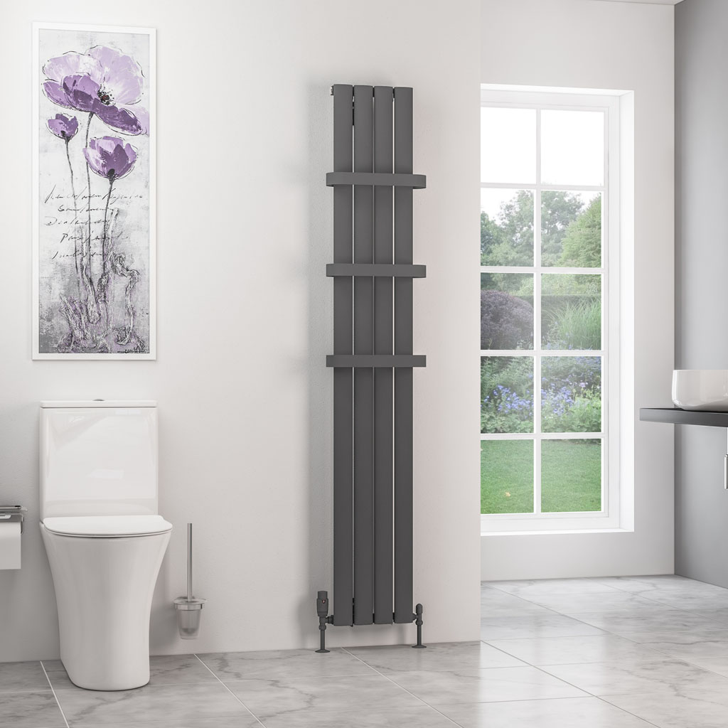 Sandhurst 1800 x 275 Aluminium Radiator Matt Anthracite