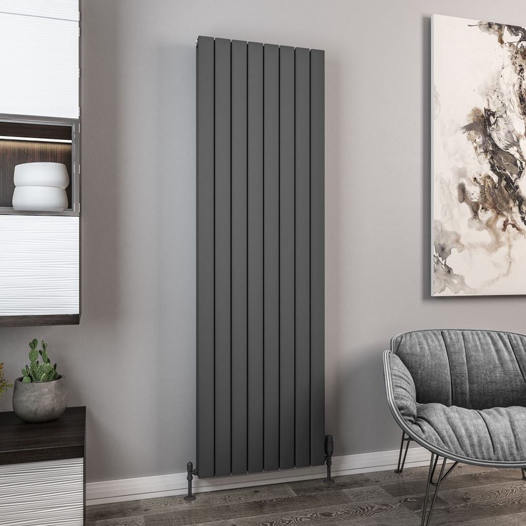 Hadleigh 1800 x 555 Aluminium Radiator Matt Anthracite