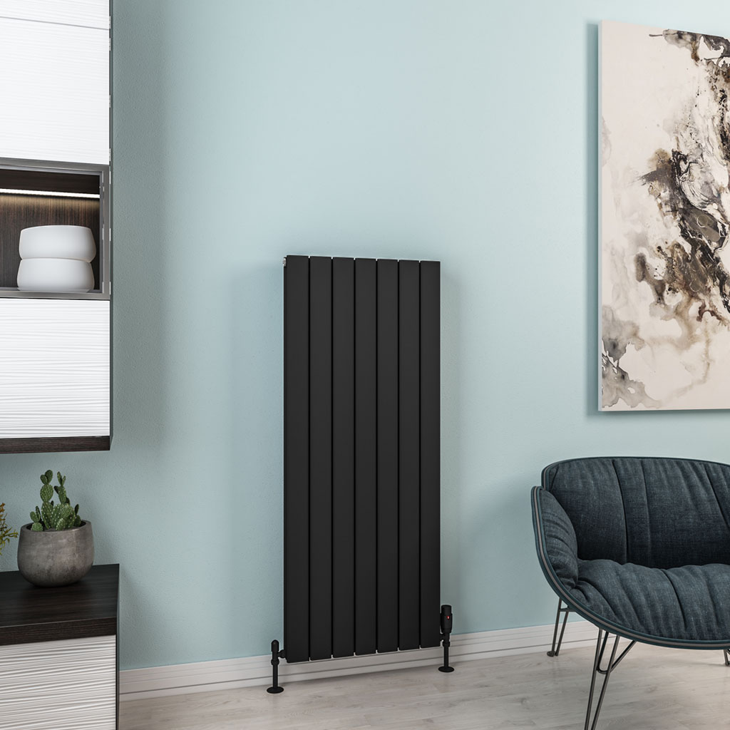 Hadleigh 1200 x 485 Aluminium Radiator Matt Black