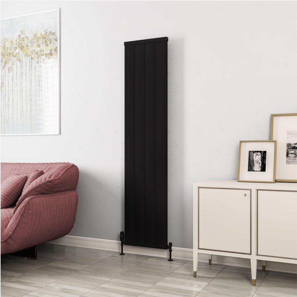 Kingswood Slimline 1800 x 410 Aluminium Radiator Matt Black