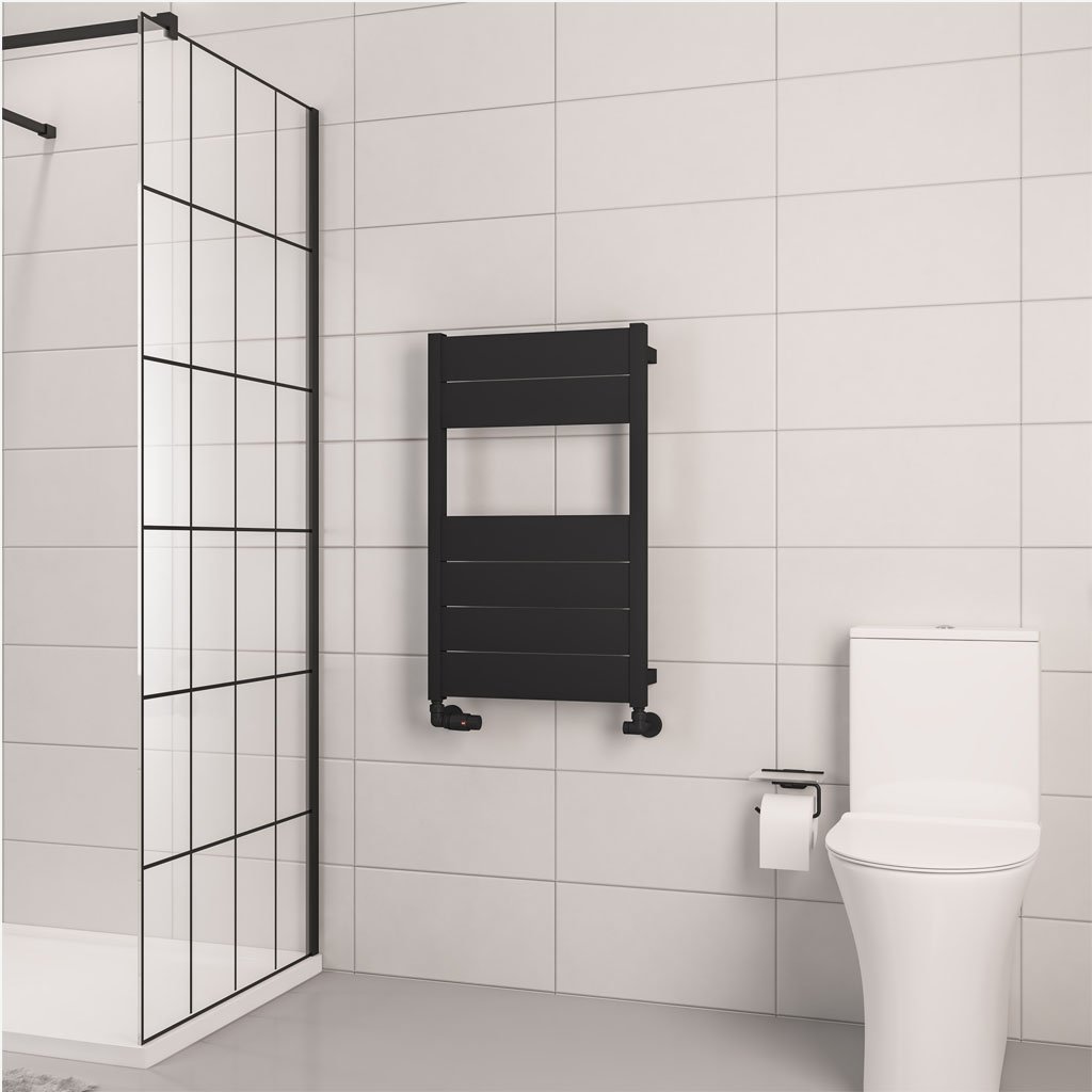 Kingswood Slimline 820 x 500 Aluminium Towel Rail Matt Black