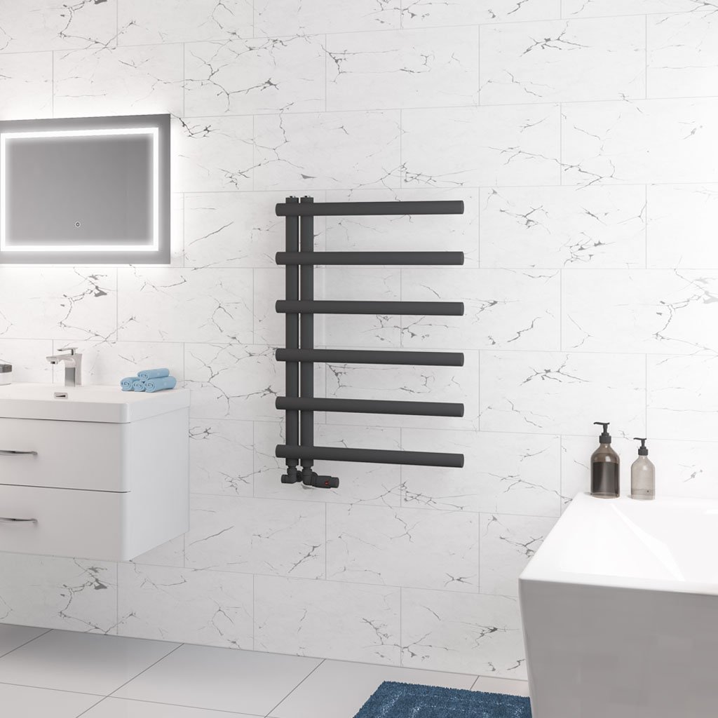 Marlow E-Style 850 x 600 Towel Rail Matt Anthracite