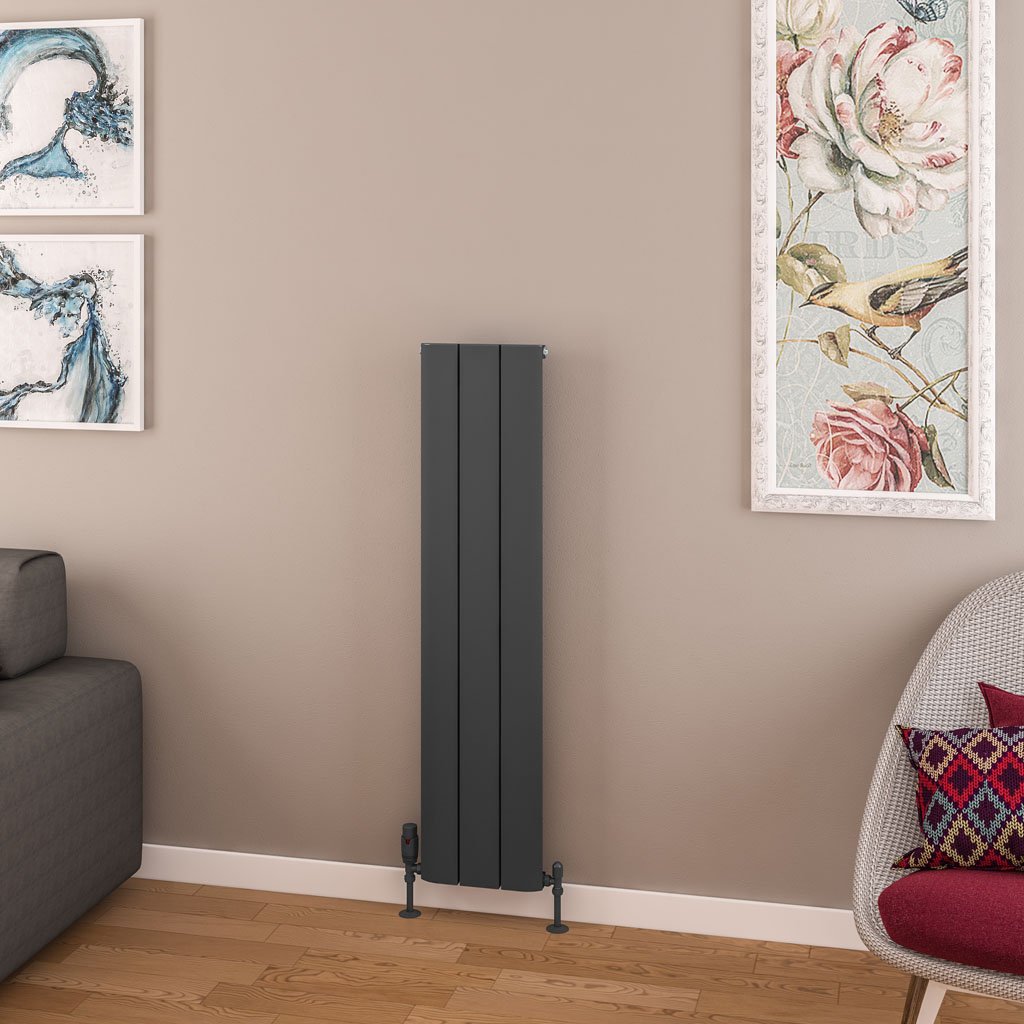 Withington 1200 x 280 Aluminium Radiator Matt Anthracite