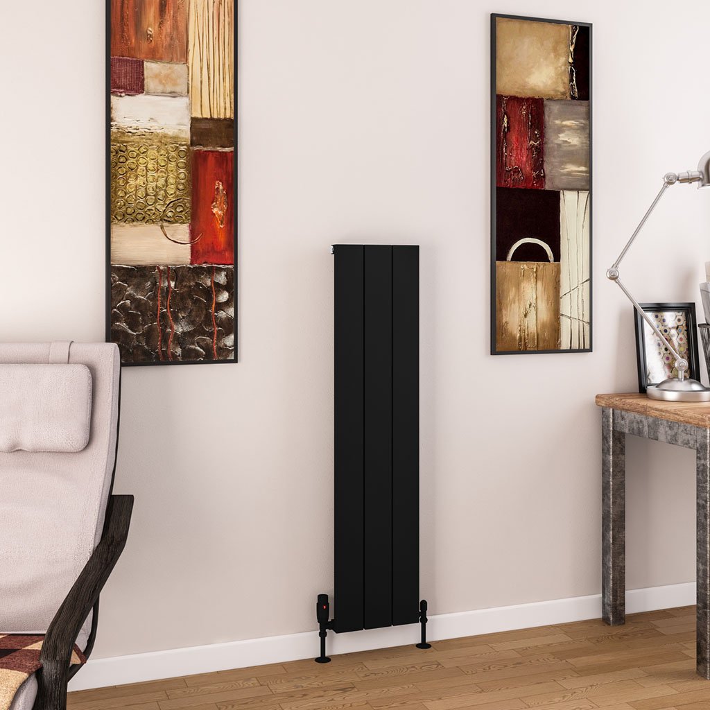 Charlton 1200 x 280 Aluminium Radiator Matt Black