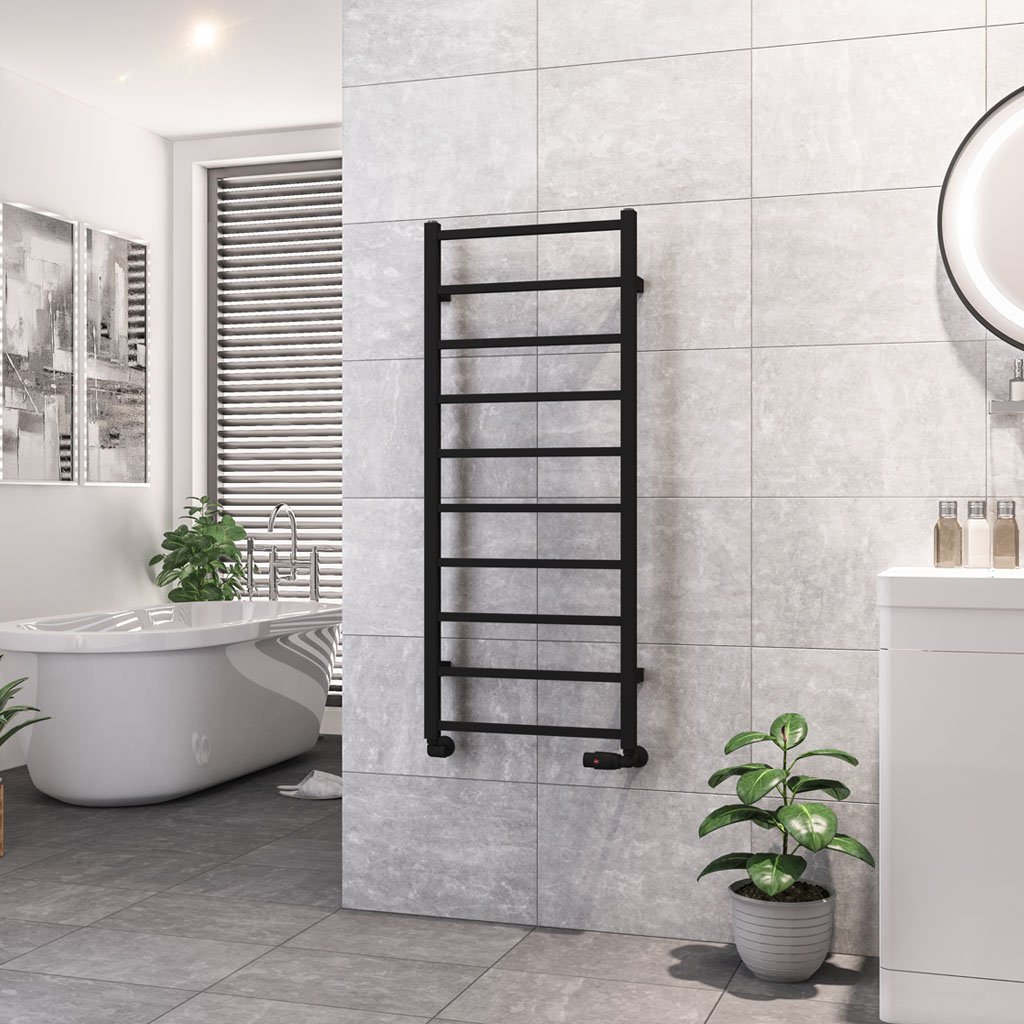 Tuscan Square Towel Rail 1200 x 500 Matt Black