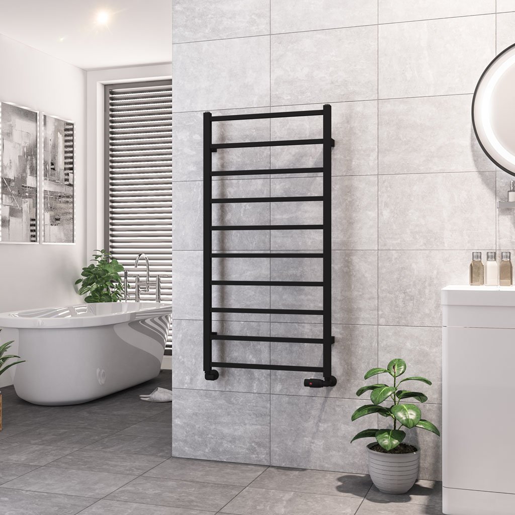 Tuscan Square Towel Rail 1200 x 600 Matt Black