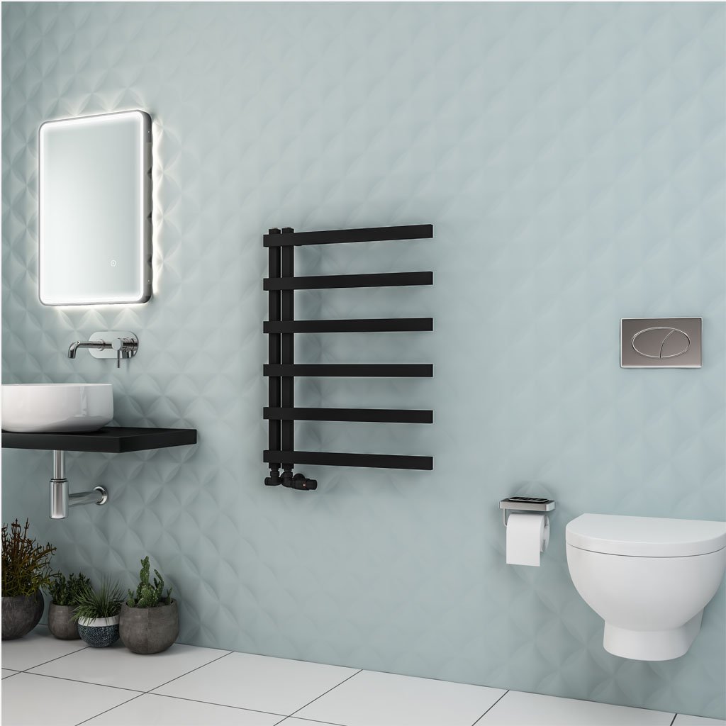 Platani 800 x 600mm Towel Rail Matt Black