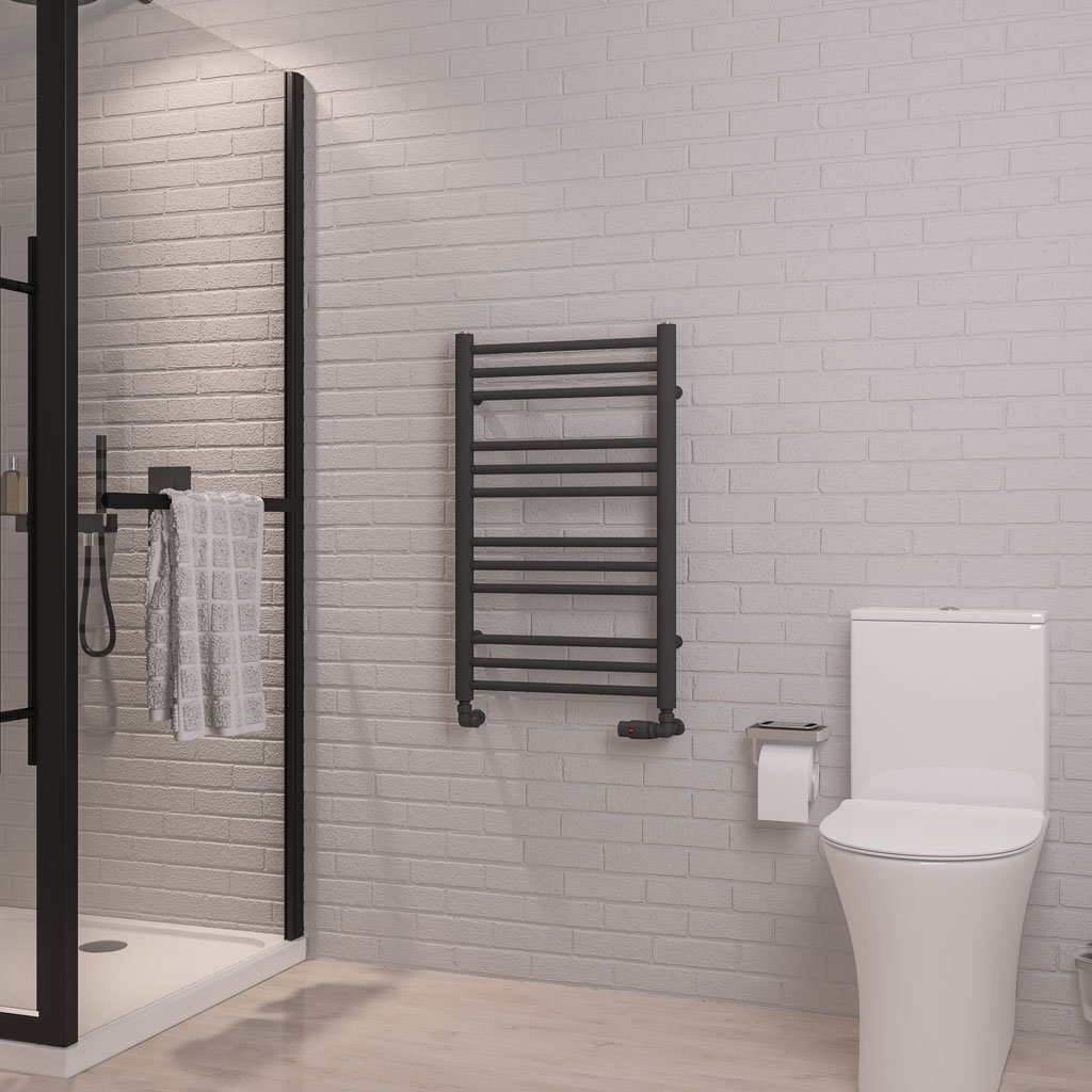 Corinium Round 800 x 500 Towel Rail Matt Anthracite