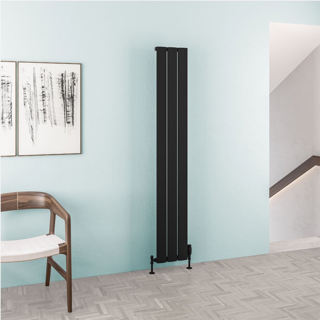 Malmesbury 1800 x 280 Aluminium Radiator Matt Black