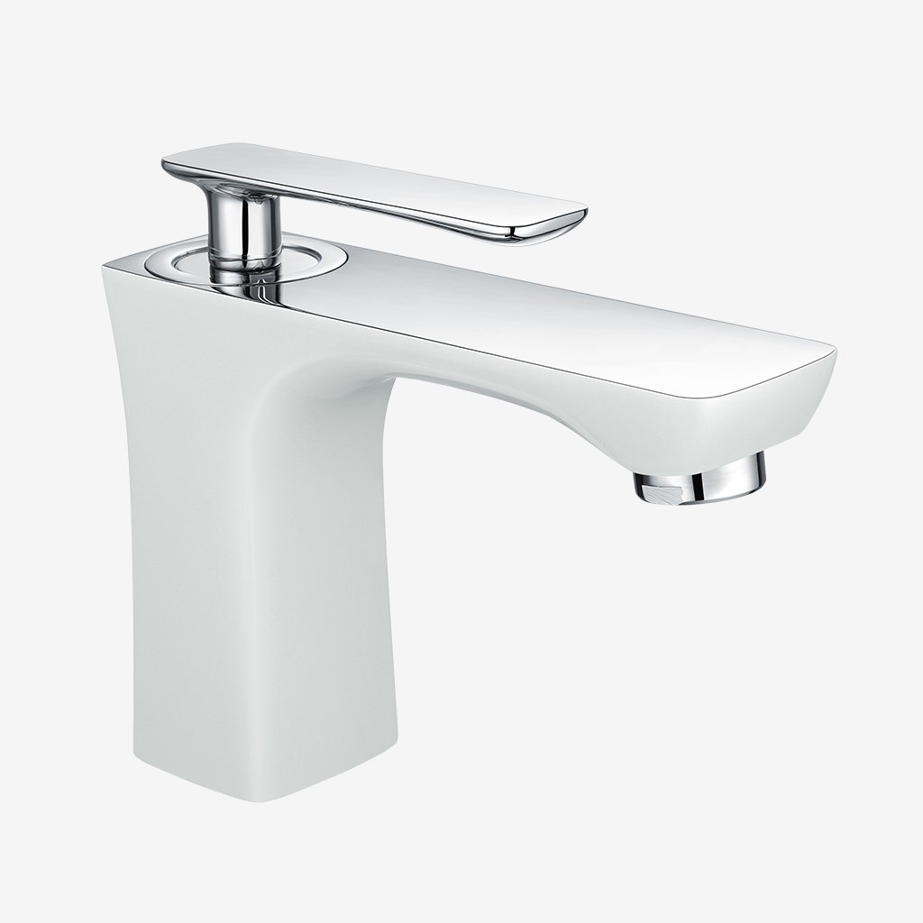 Helston Basin Mono Tap with Waste Gloss White