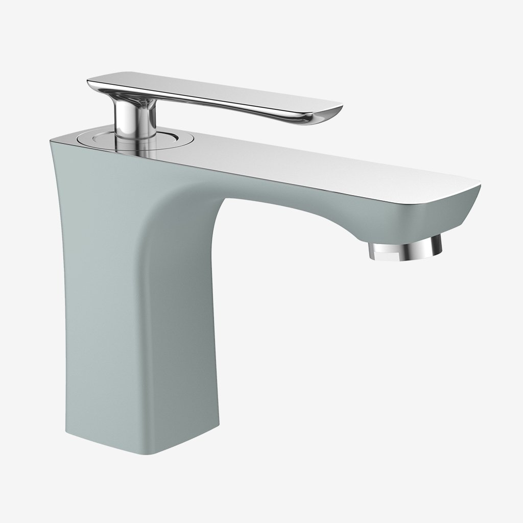 Helston Basin Mono Tap with Waste Matt Smooth Grey