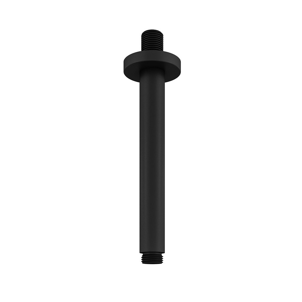 160mm Wall Mounted Round Ceiling Shower Arm - Matt Smooth Black