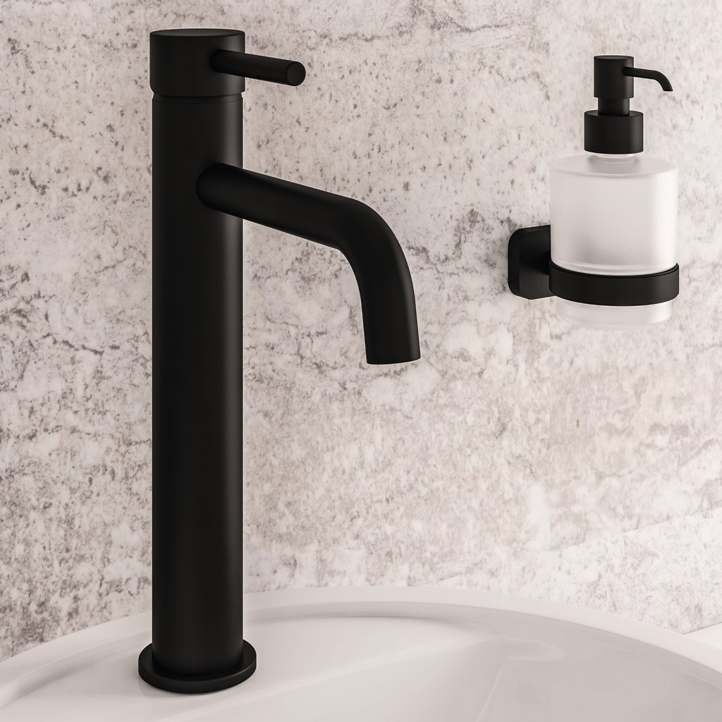 Meriden Extended Basin Mono Tap with Waste Matt Black