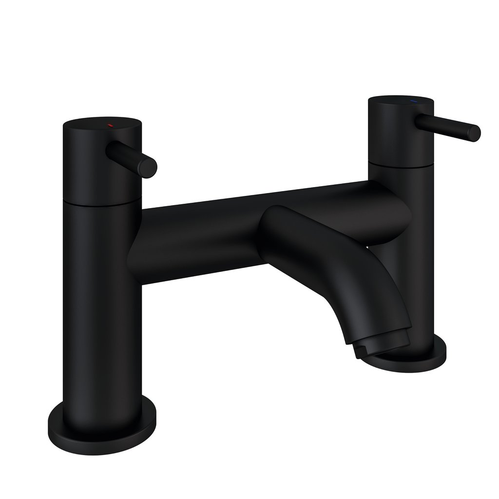 Meriden Bath Filler Tap with Curved Spout Matt Black