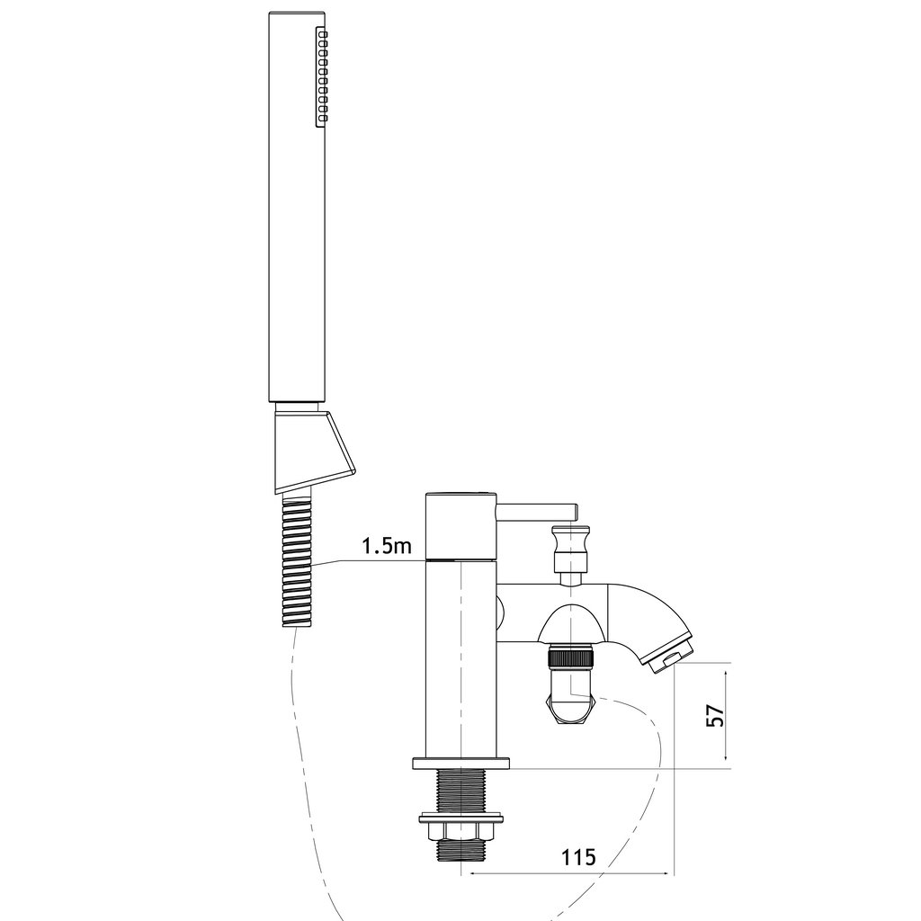 Meriden Bath Shower Mixer Tap with Handset, Hose and Holder Brushed Brass