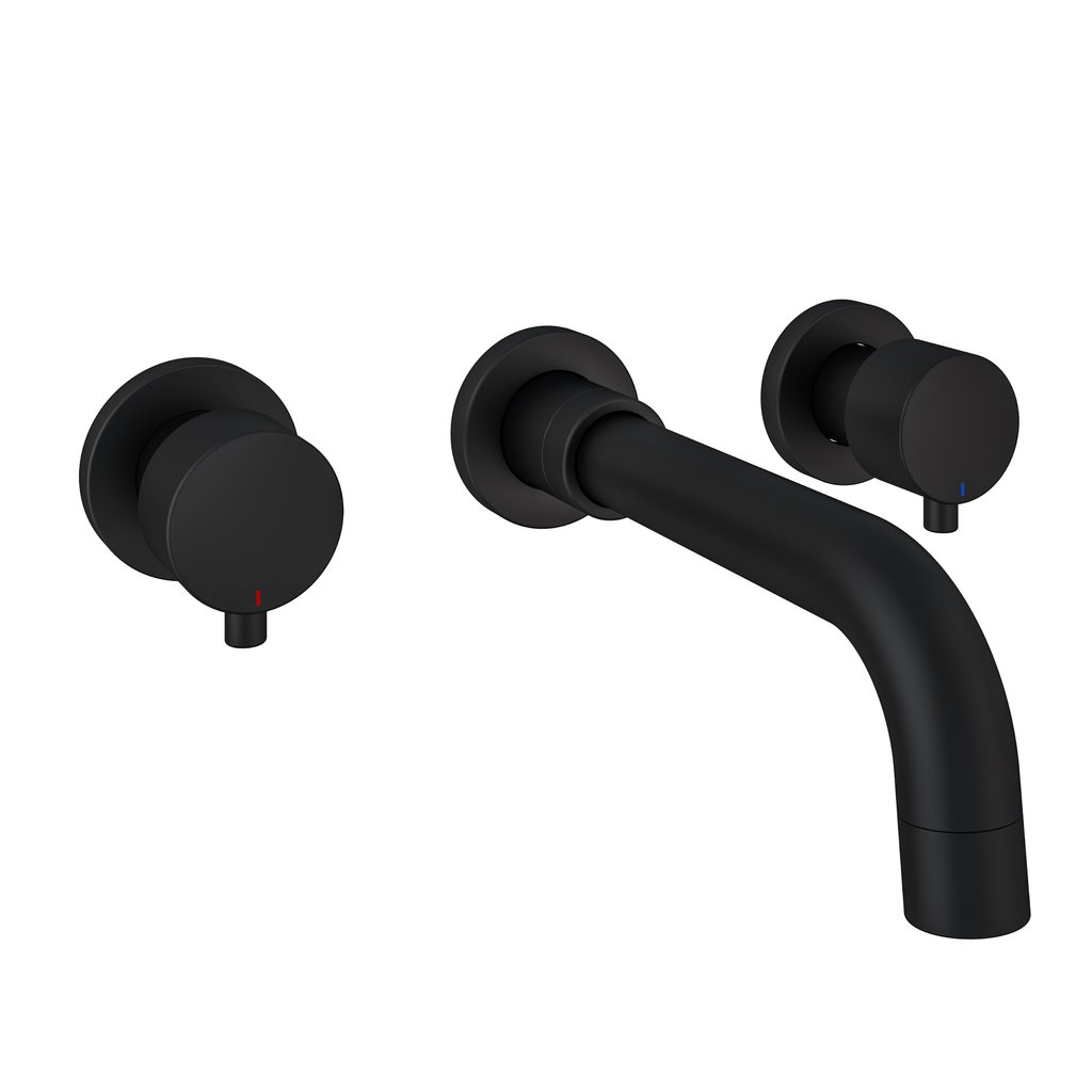 Meriden 3 Tap Hole Wall Mounted Bath Tap Set Matt Black