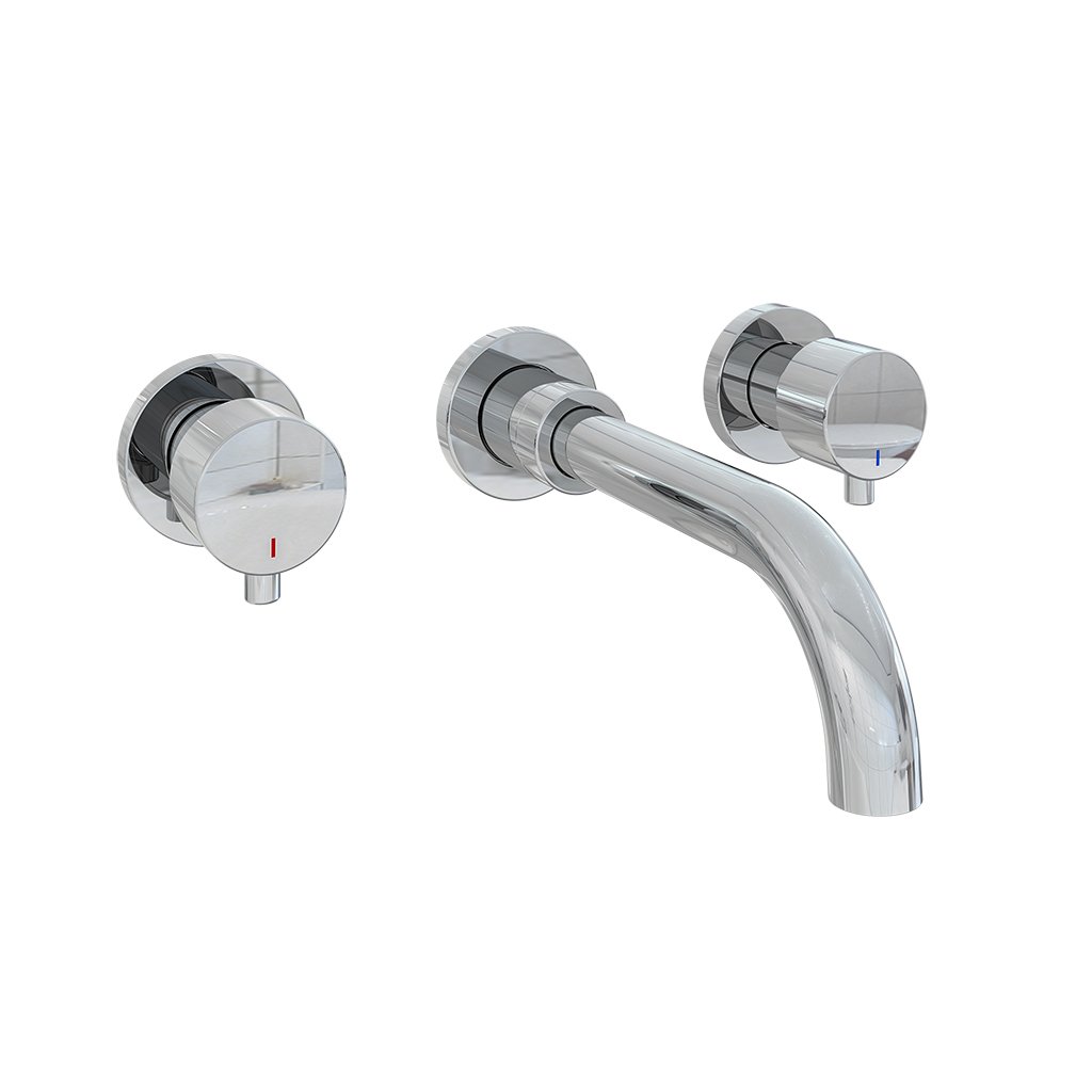 Meriden 3 Tap Hole Wall Mounted Basin Tap Set Chrome