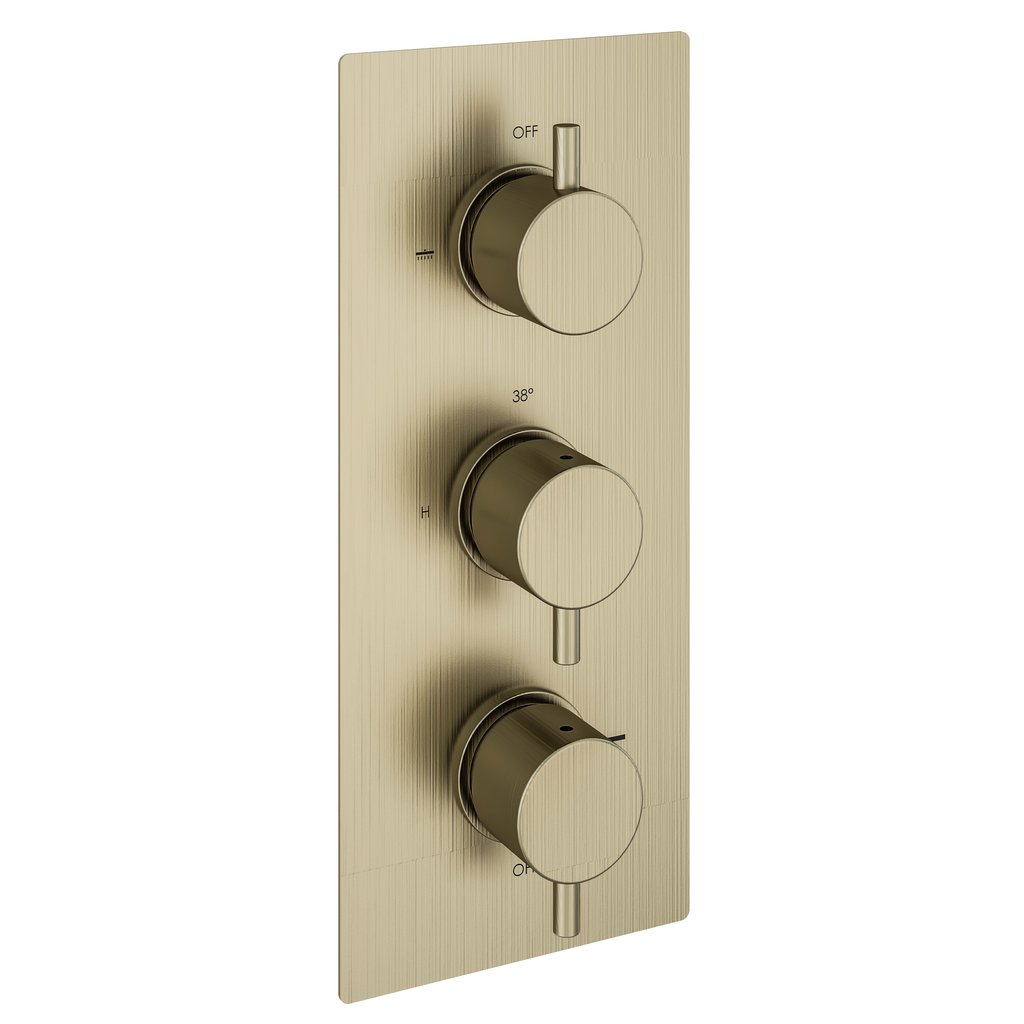 Meriden Triple Thermostatic Concealed Shower Valve - Brushed Brass