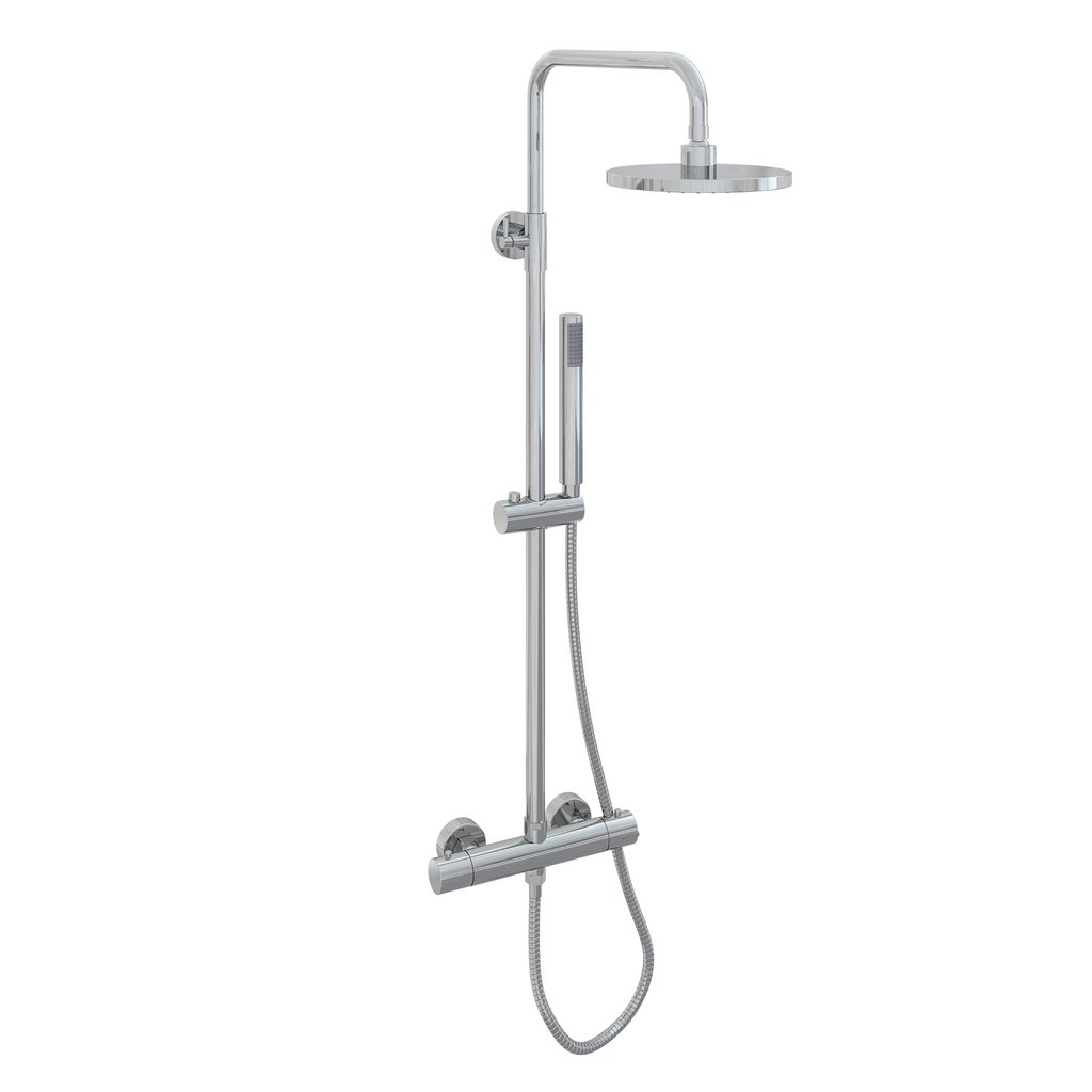 Meriden Round Thermostatic Telescopic Shower Set with Bar Valve - Chrome