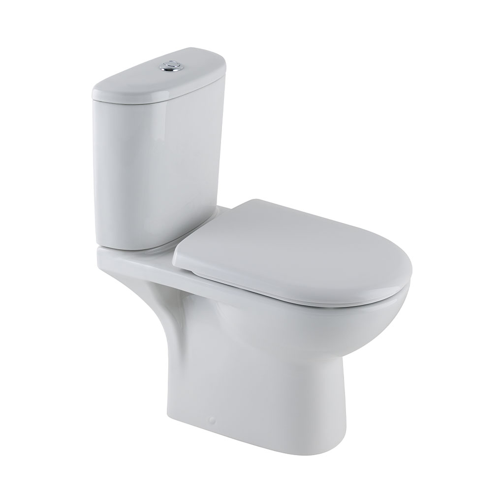 Kompact in a box Close Coupled Toilet Bundle with WC Pan, Cistern and Soft Close Toilet Seat - White