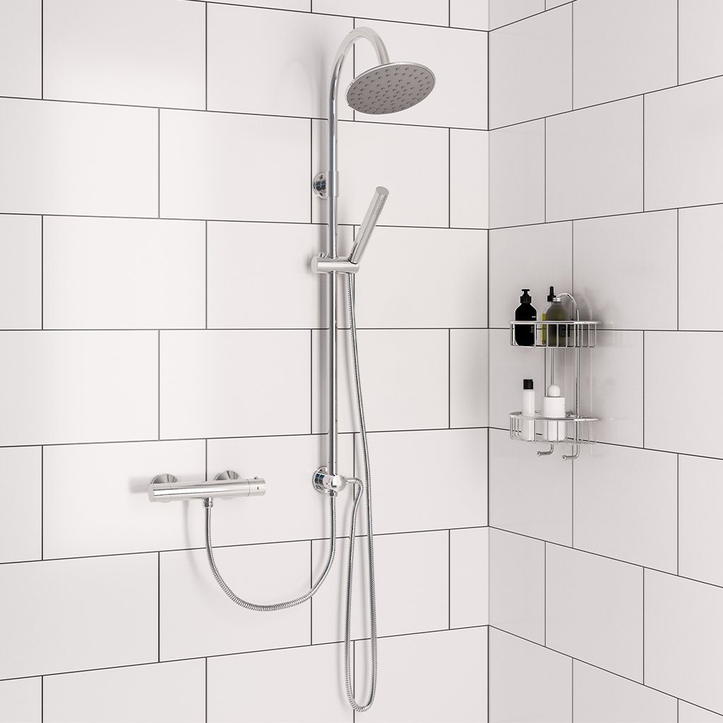 Shower Bundle with Exposed Bar Valve & Breeze Riser Shower Kit - Chrome