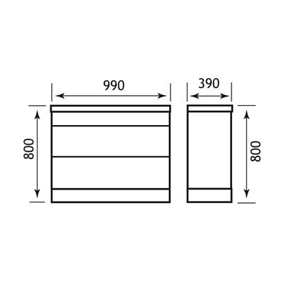 Oslo 1000mm drawer base unit for single bowl High gloss white