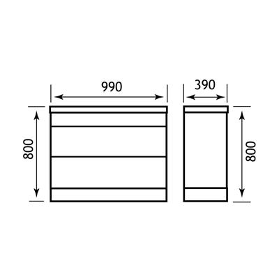 Oslo 1000mm drawer base unit for double bowl High gloss white