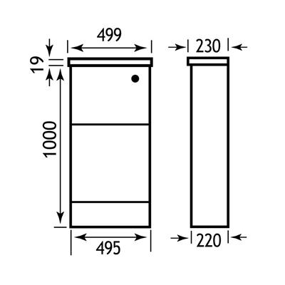 Oslo 49cm(W) x 220cm(D) WC Unit - Matt Anthracite