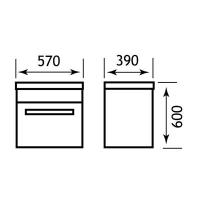 Oslo 58 wall hung unit with internal drawer High Gloss White