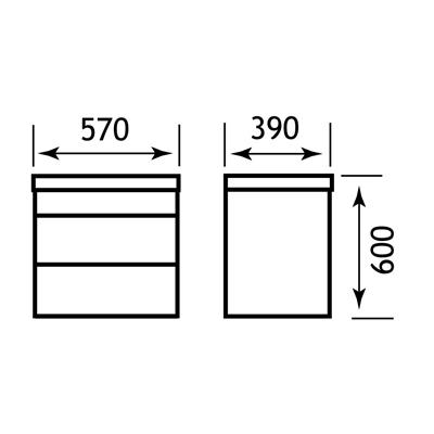 Oslo 58 wall hung push drawer unit High Gloss White