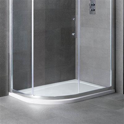 Volente Plan D Left Hand (LH) ABS 900mm x 700mm Offset Quadrant Stone Resin Shower Tray - White