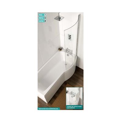 Carron Clearance:  Delta offset Showerbath 1600 LH Carronite White