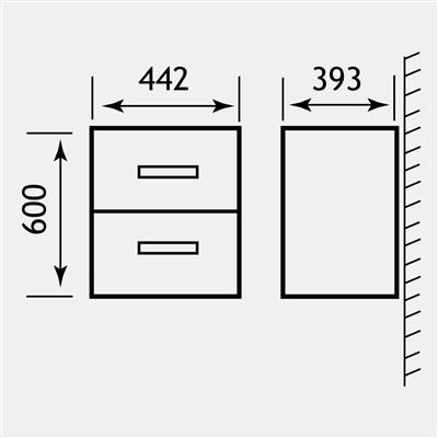 Oslo 440 Two Drawer Wall Hung Unit White