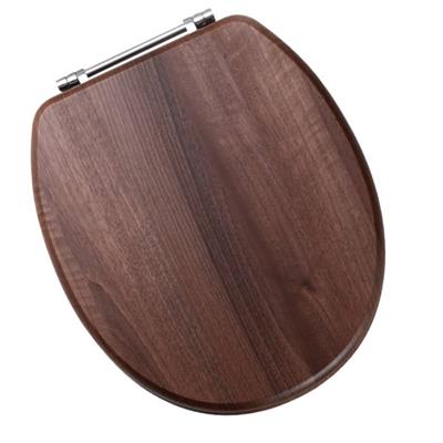 Sherwood Toilet Seat with Chrome Hinges - Dark Walnut