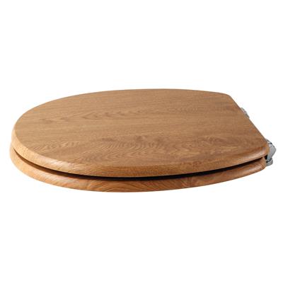 Sherwood Toilet Seat with Chrome Hinges - Natural Oak