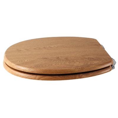 Sherwood Toilet Seat with Chrome Hinges - Natural Oak