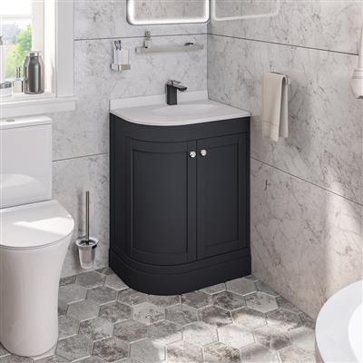 Hardwick 60cm Right Hand (RH) 2 Door Corner Cabinet Basin Unit - Matt Anthracite