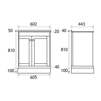 Hardwick 60cm Right Hand (RH) 2 Door Corner Cabinet Basin Unit - Matt Anthracite