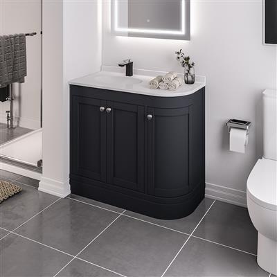 Hardwick 90cm Right Hand (RH) 3 Door Corner Cabinet Basin Unit - Matt Anthracite