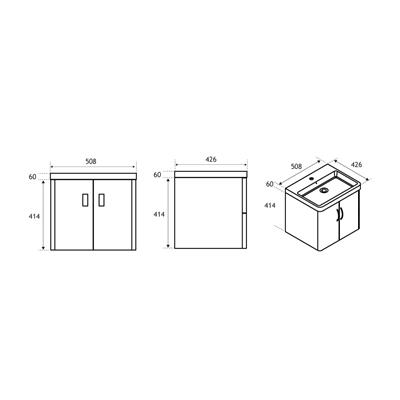 Cavone 50CM 2 Door Basin Vanity Unit - High gloss white