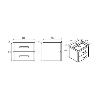 Cavone 50CM 2 Drawer Basin Vanity Unit - Matt Grey