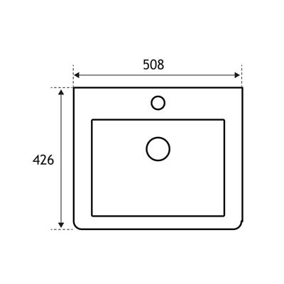 Cavone 50cm x 42cm 1 Tap Hole Polymarble Basin - High Gloss White 