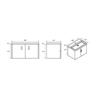 Cavone 80CM 2 Door Basin Vanity Unit - High Gloss white 