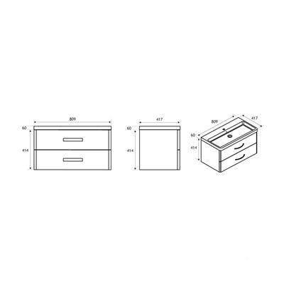 Cavone 80CM 2 Drawer Basin Vanity Unit - High Gloss white 