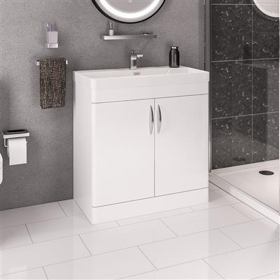 Cavone 80cm x 41cm 1 Tap Hole Polymarble Basin - White 