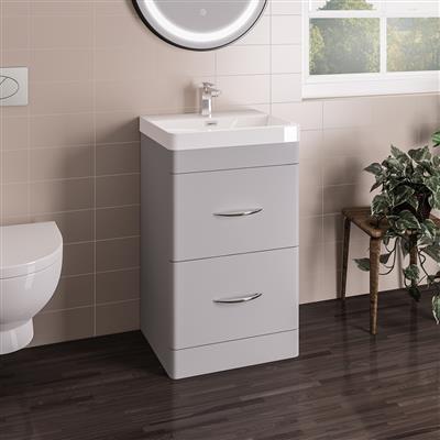 Cavone 50CM 2 Drawer Basin Vanity Unit - Matt Grey