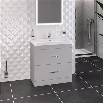 Cavone 80CM 2 Drawer Basin Vanity Unit - Matt Grey