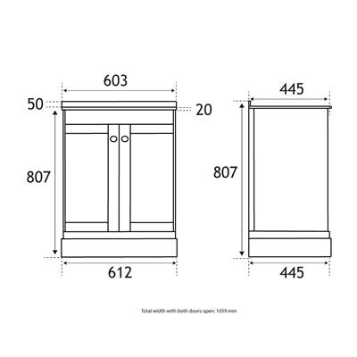 Hardwick 60CM 2 Door Basin Vanity Unit - White